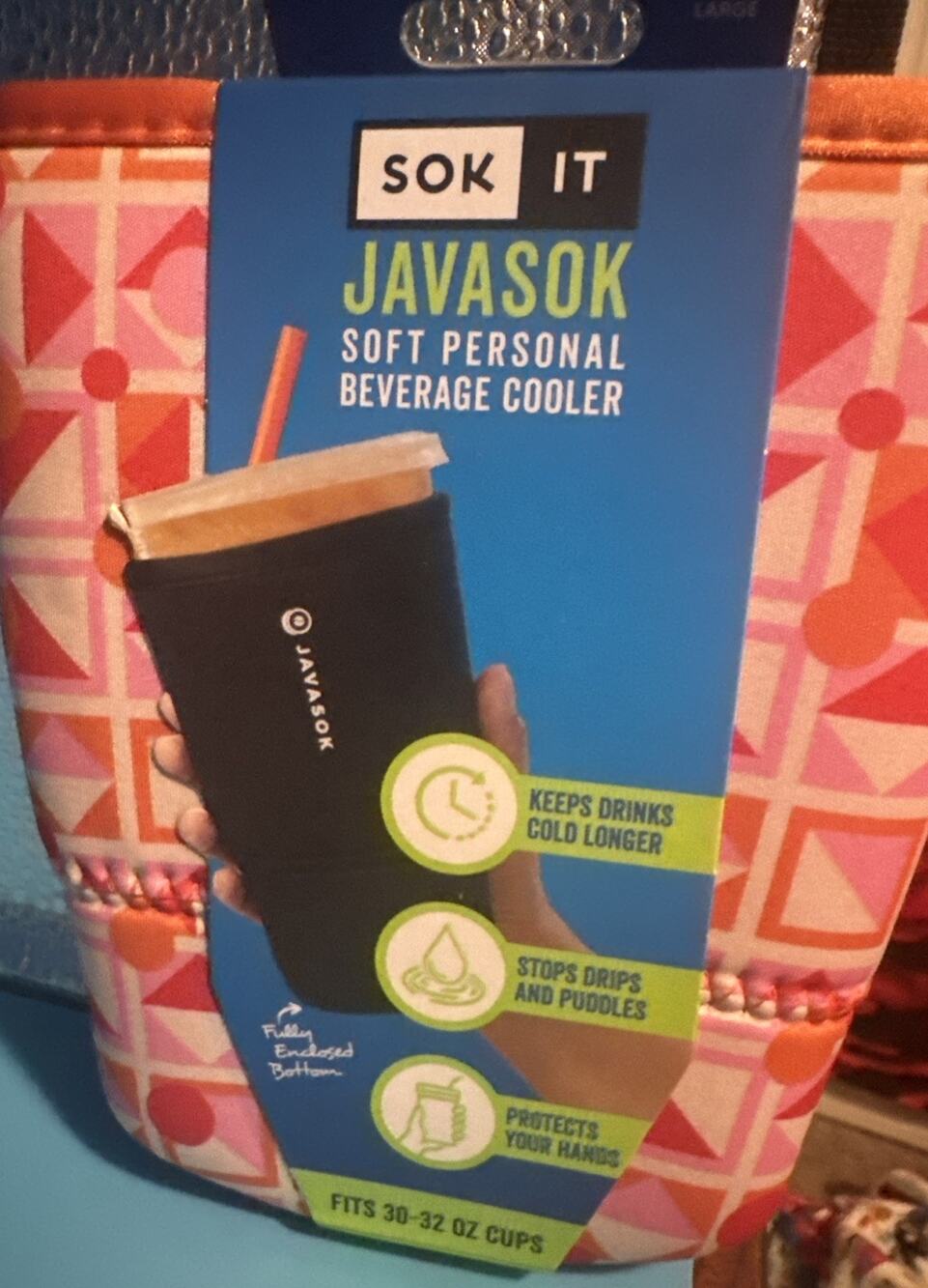 SokIt Javasok Soft Beverage Cooler Coffee Tea New Large 30-32oz NIP Pink/Orange